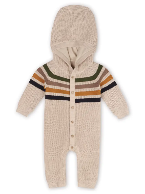JUMPSUIT HOODED STRIPE STONE