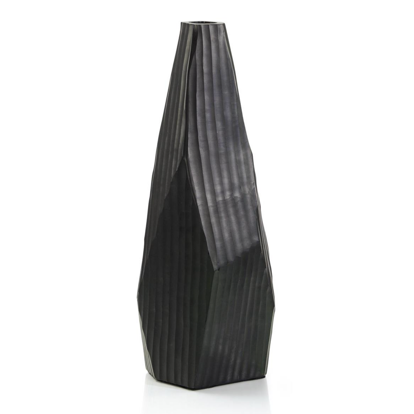 VASE VERTICAL ETCHINGS BLACK (Available in 2 Sizes)