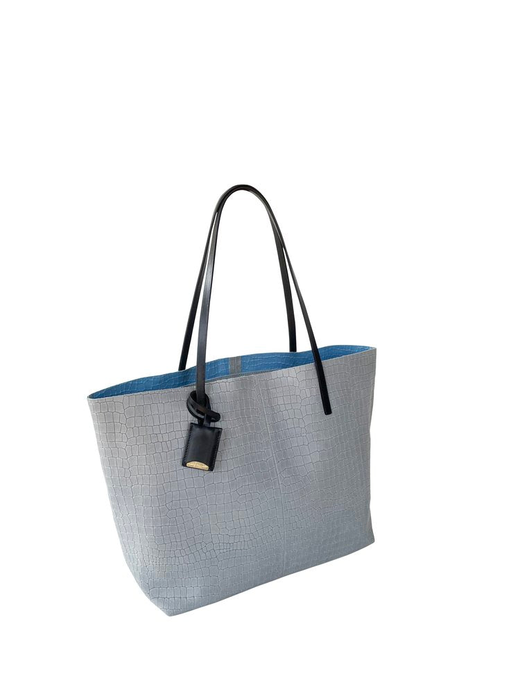 LINDE GALLERY TOTE CROCO EMBOSSED - CIEL SMALL