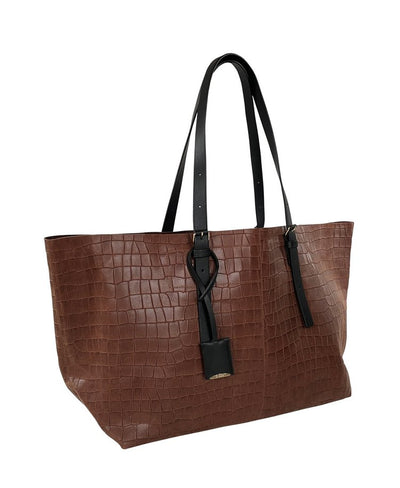 LINDE GALLERY TOTE CAMARUCHE ALLIGATOR - MOCHA LARGE