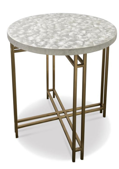 TABLE SIDE ROUND WHITE CAPIZ TOP
