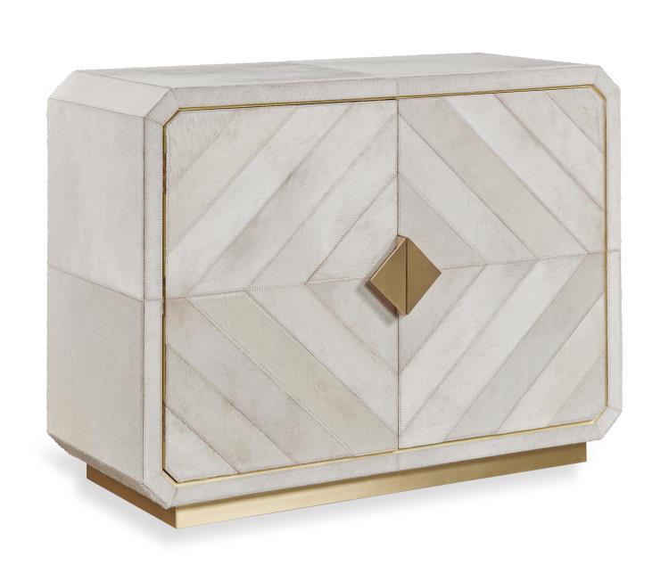 CHEST TWO DOOR OFF WHITE & GREY HAIR ON HIDE #72985