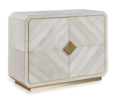 CHEST TWO DOOR OFF WHITE & GREY HAIR ON HIDE #72985