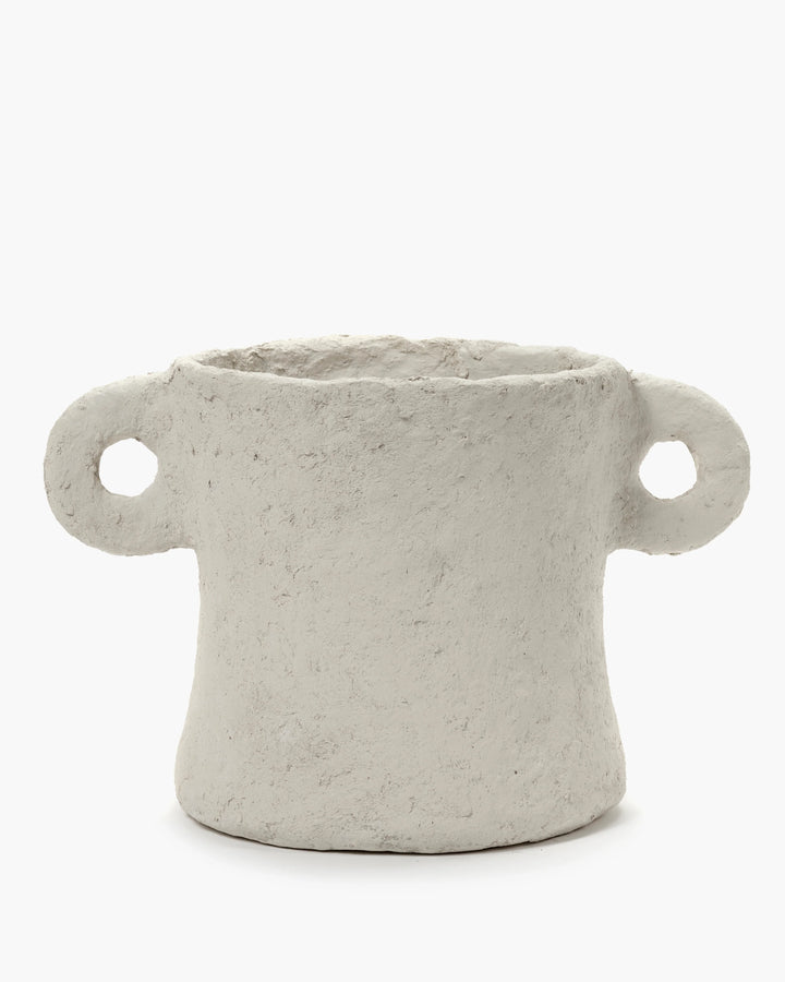 FLOWER POT PAPER MACHE BEIGE EARTH (Available in 2 Sizes)