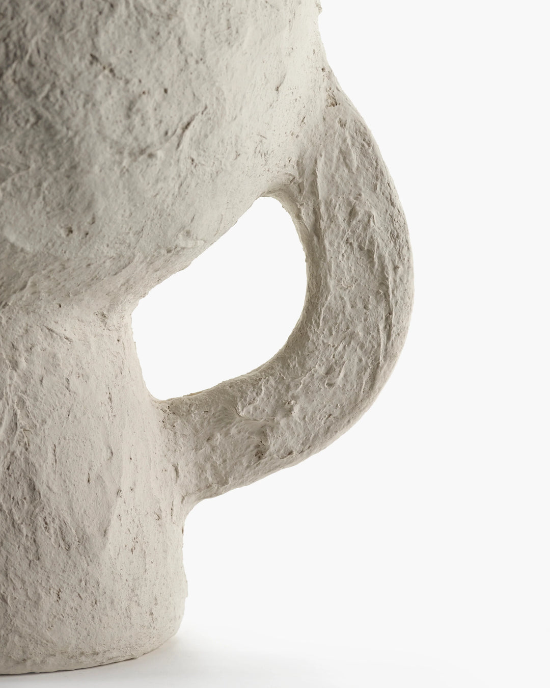 VASE WITH HANDLES PAPER MACHE WHITE EARTH