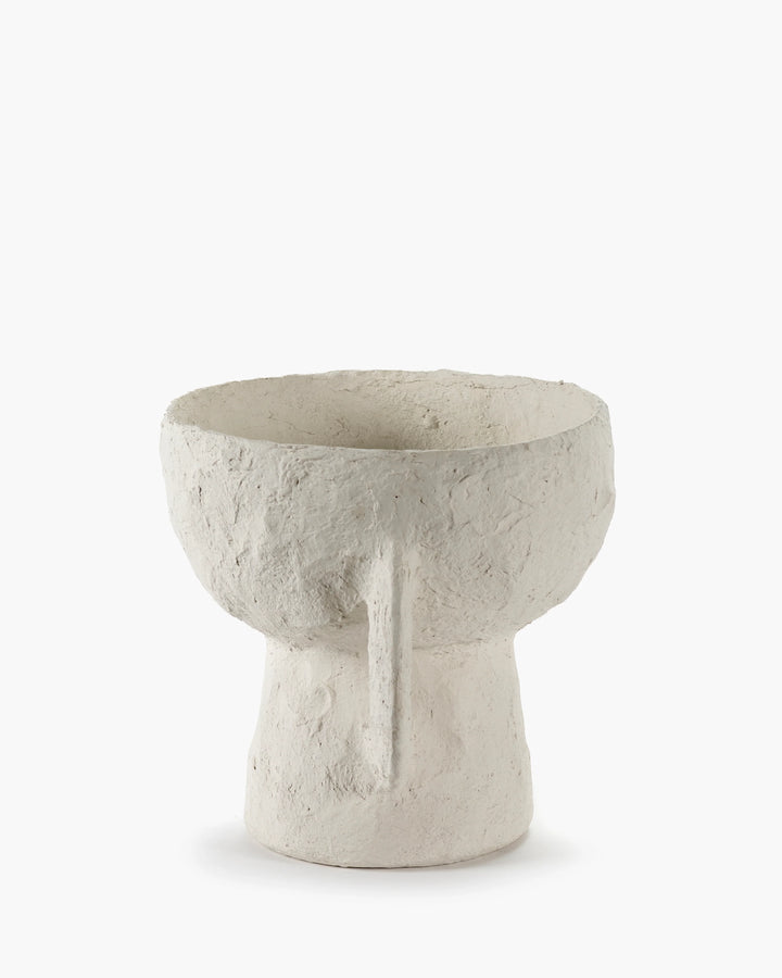 VASE WITH HANDLES PAPER MACHE WHITE EARTH