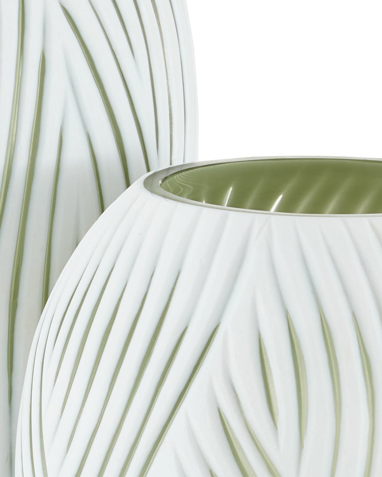 VASE GLASS WHITE/GREEN (Available in 2 Sizes)