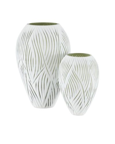 VASE GLASS WHITE/GREEN (Available in 2 Sizes)