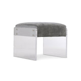 OTTOMAN UPHOLSTERED TOP OATMEAL ACRYLIC LEGS