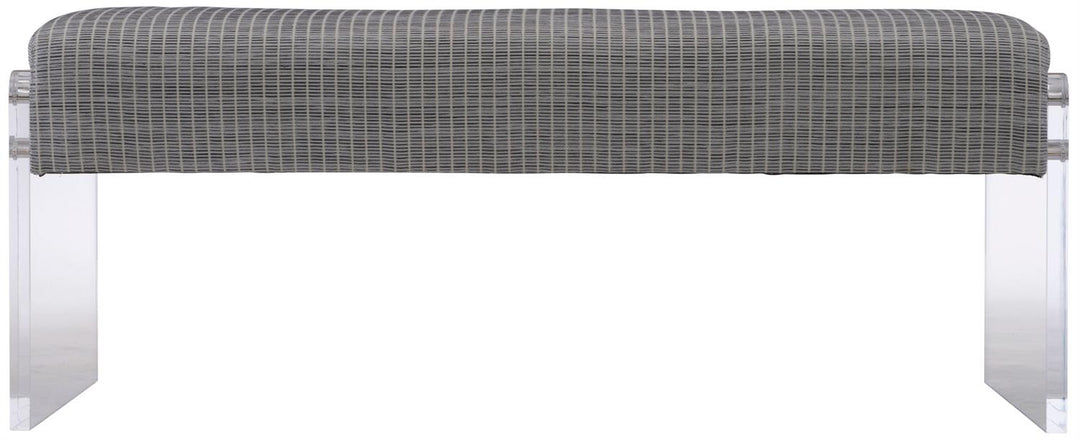 BENCH UPHOLSTERED TOP GREY HIDE ACRYLIC LEGS #73279