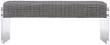 BENCH UPHOLSTERED TOP GREY HIDE ACRYLIC LEGS