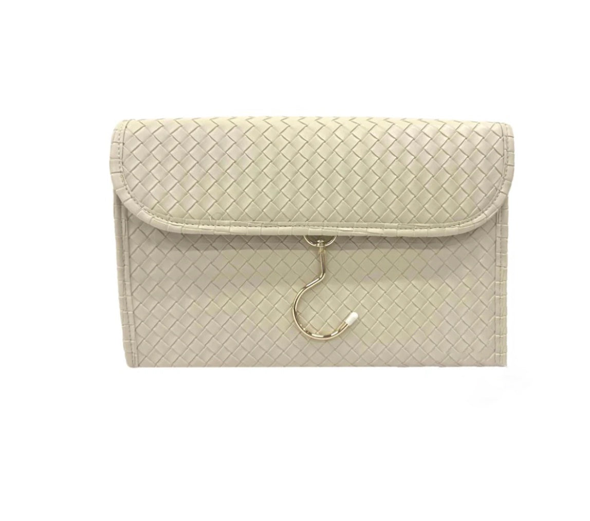 TOILETRY HANGING CASE WOVEN BISQUE