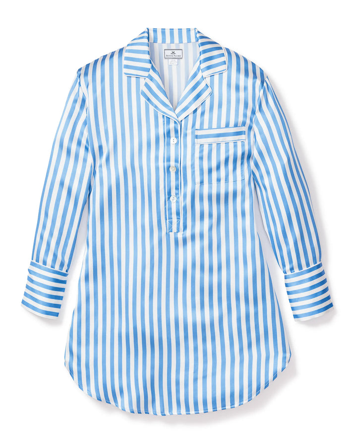 NIGHTSHIRT MULBERRY SILK AZURE STRIPE (NRD)