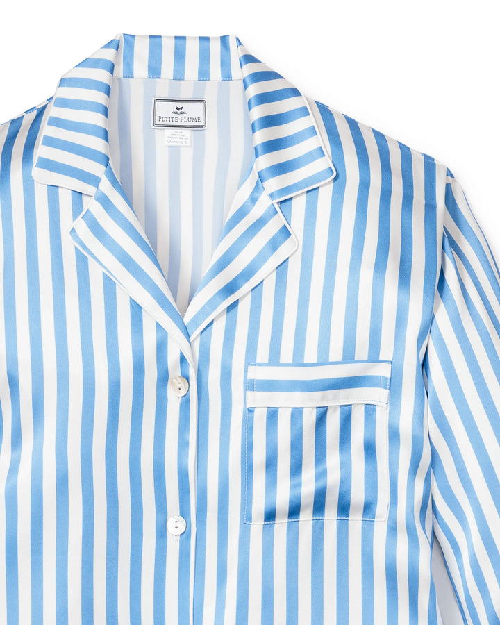 NIGHTSHIRT MULBERRY SILK AZURE STRIPE (NRD)