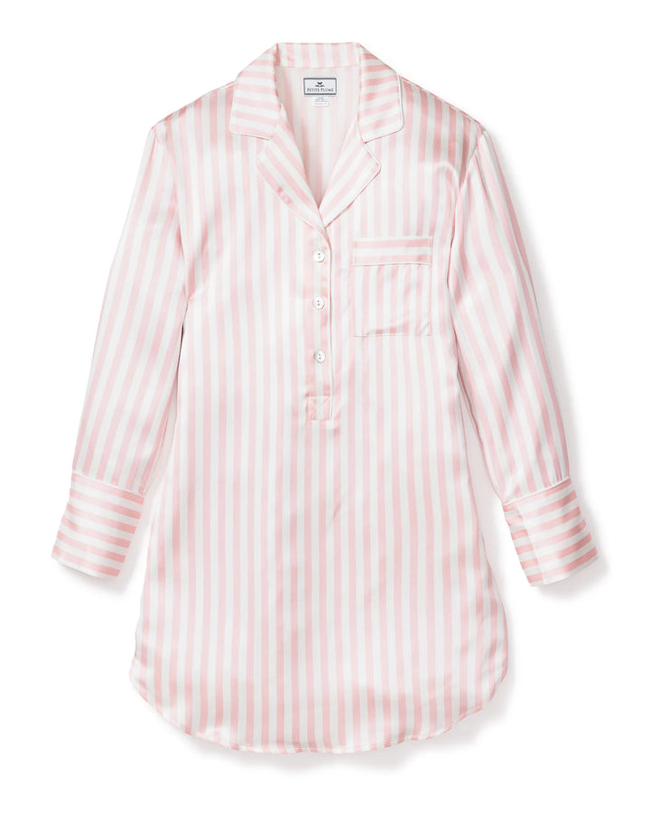 NIGHTSHIRT MULBERRY SILK PINK STRIPE