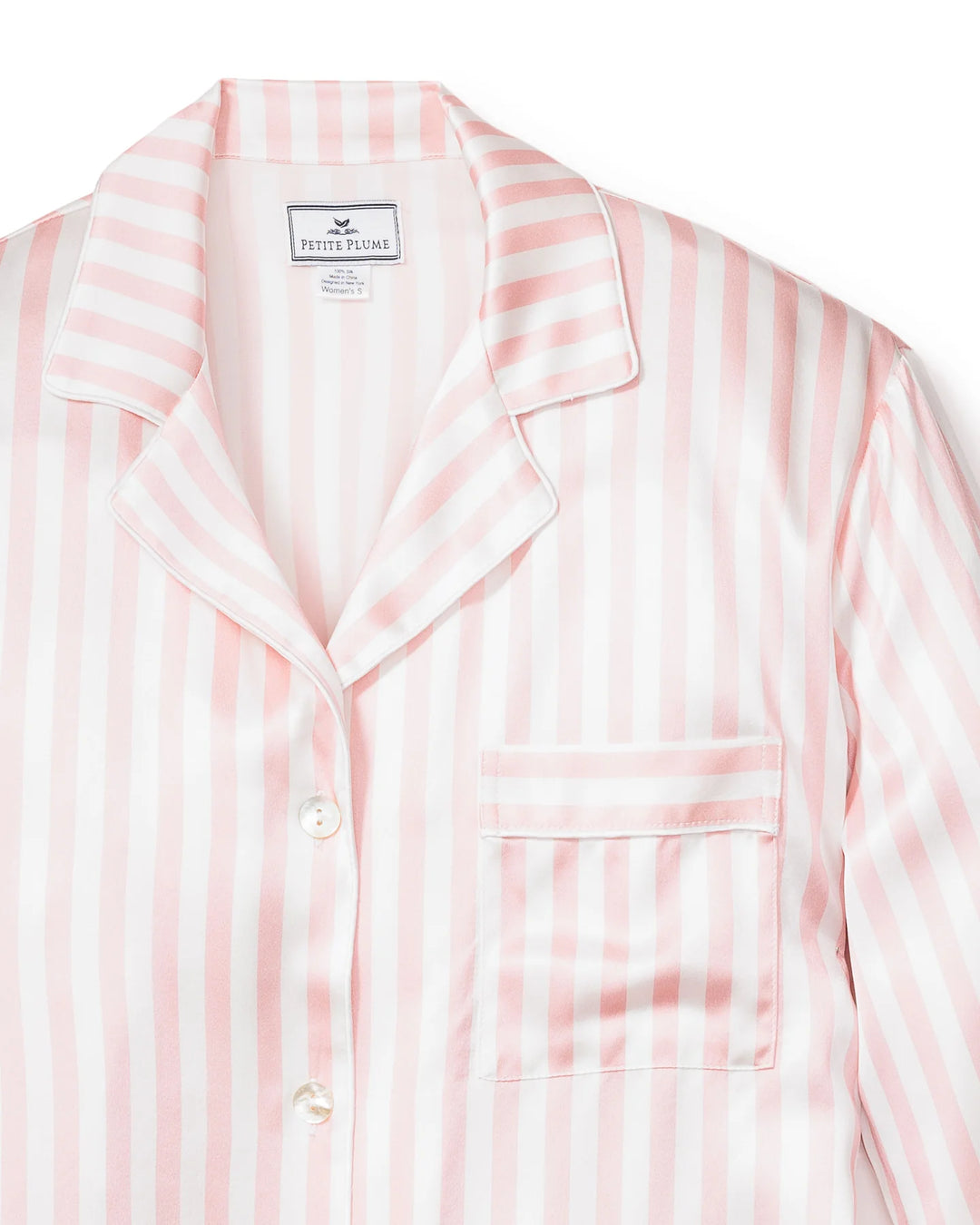 NIGHTSHIRT MULBERRY SILK PINK STRIPE