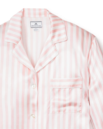 NIGHTSHIRT MULBERRY SILK PINK STRIPE (Available in 3 Sizes)