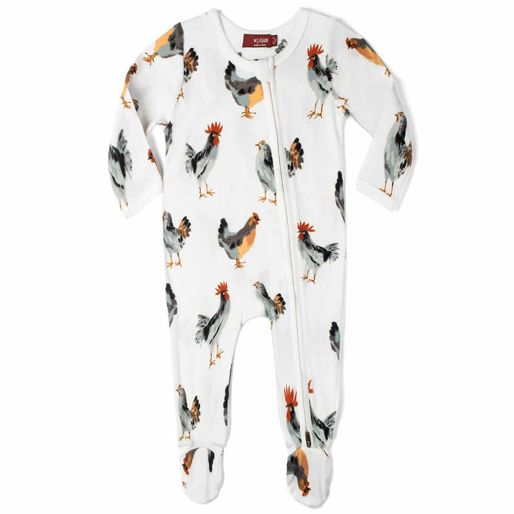 ROMPER ZIP FOOTED CHICKEN