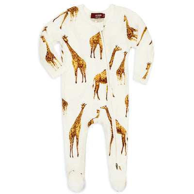 MILKBARN ROMPER ZIPPER FOOTED ORANGE GIRAFFE (Available in 2 Sizes)