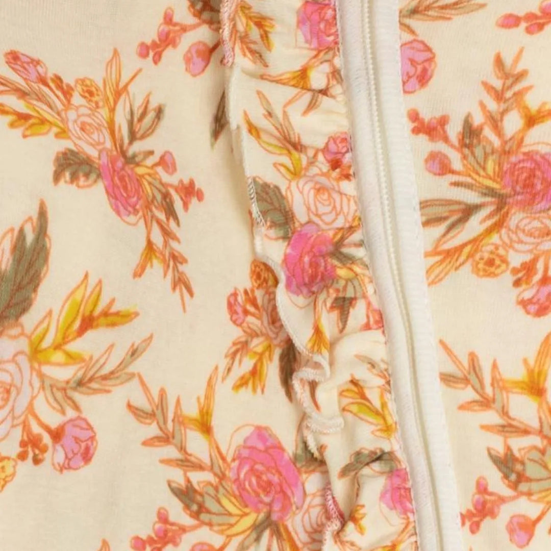ROMPER RUFFLE ZIP FOOTED VINTAGE FLORAL