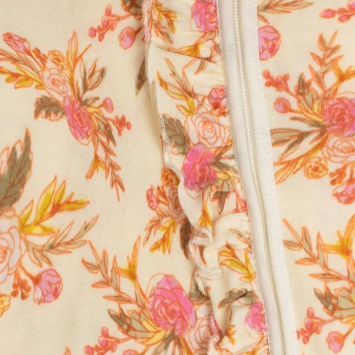 ROMPER RUFFLE ZIP FOOTED VINTAGE FLORAL