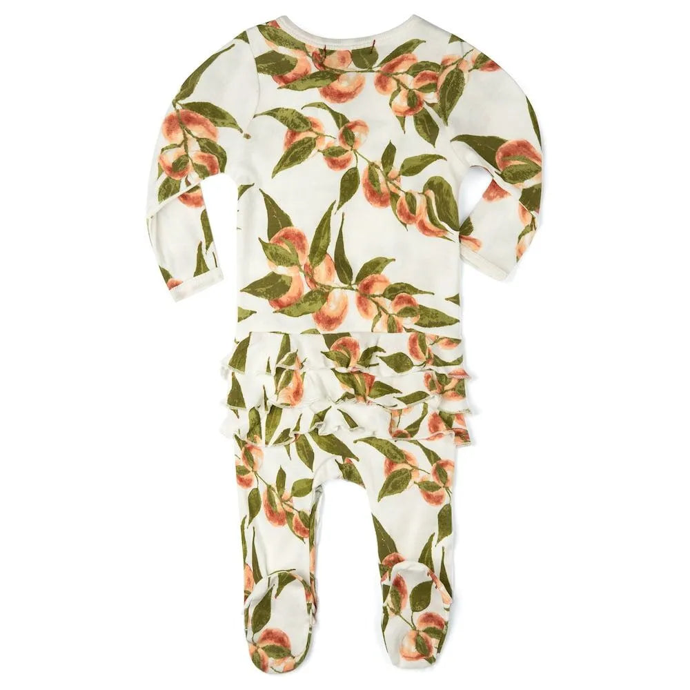 MILKBARN ROMPER RUFFLE ZIPPER FOOTED PEACHES (Available in 2 Sizes)