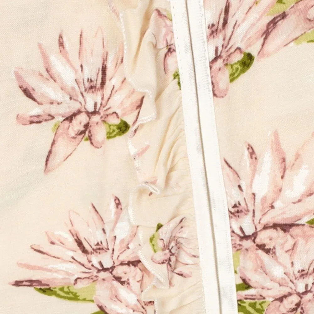 ROMPER RUFFLE ZIP FOOTED WATER LILY