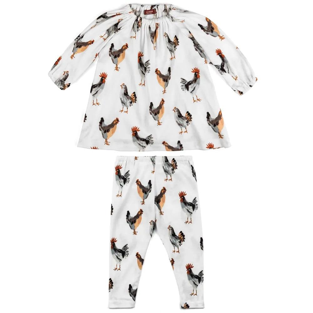 MILKBARN DRESS & LEGGINS SET CHICKEN (Available in 2 Sizes)