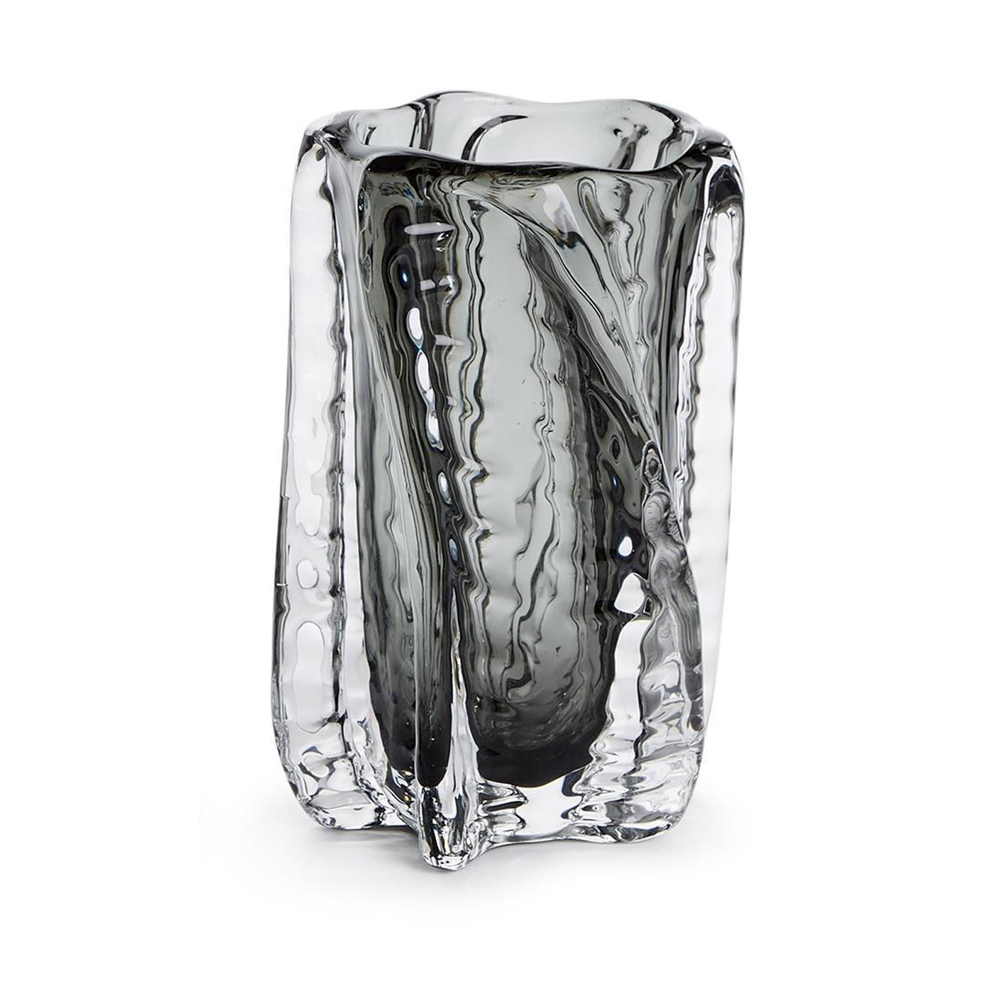 VASE SMOKE/CLEAR ART GLASS (Available in 2 Sizes)