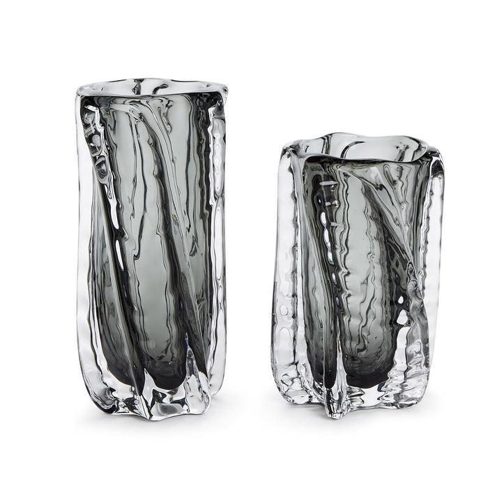 VASE SMOKE CLEAR ART GLASS