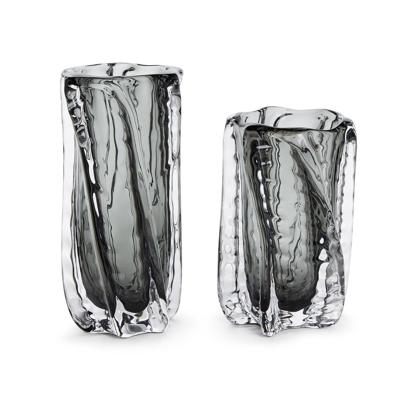 VASE SMOKE/CLEAR ART GLASS (Available in 2 Sizes)