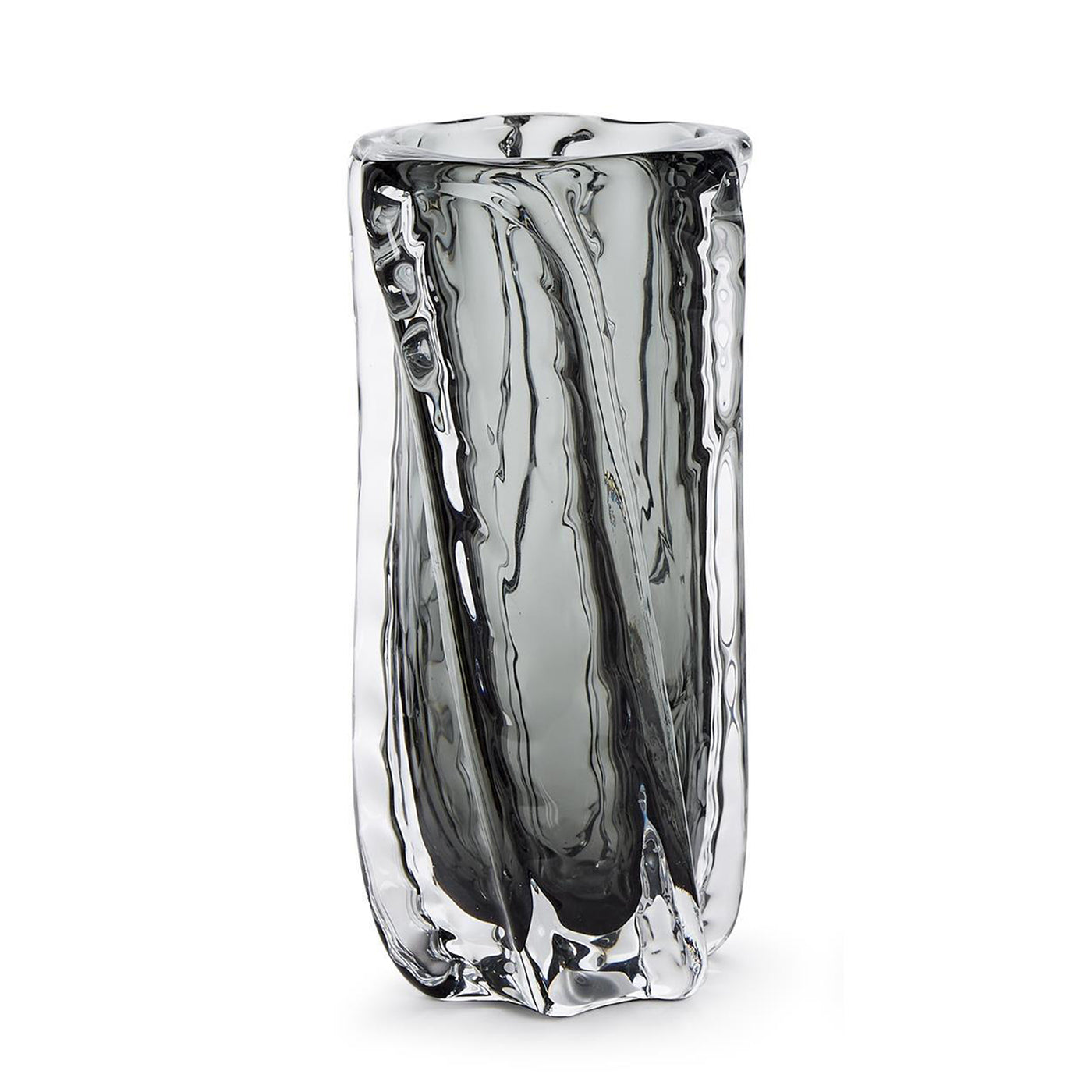 VASE SMOKE/CLEAR ART GLASS (Available in 2 Sizes)