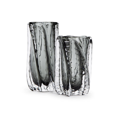 VASE SMOKE/CLEAR ART GLASS (Available in 2 Sizes)