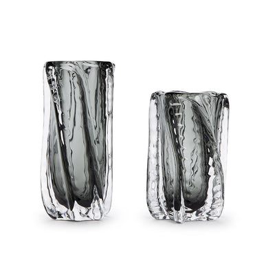 VASE SMOKE/CLEAR ART GLASS (Available in 2 Sizes)