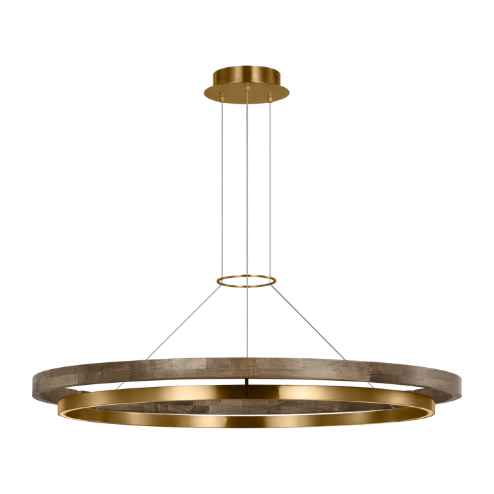 CHANDELIER GRACE 48 BRASS/OAK