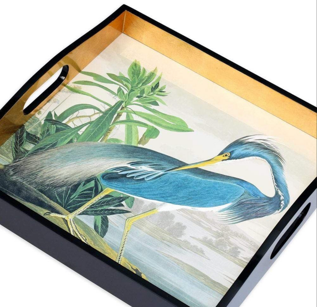 TRAY AUDUBON HERON LACQUER SQUARE #74317