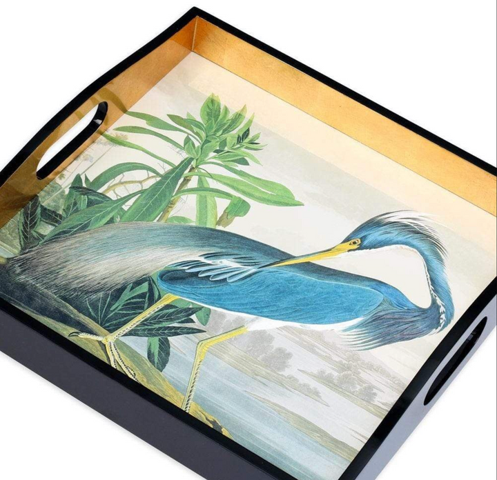 TRAY AUDUBON HERON LACQUER SQUARE #74317