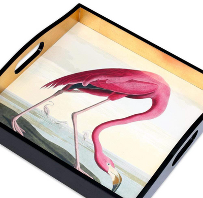 TRAY AUDUBON FLAMINGO LACQUER SQUARE