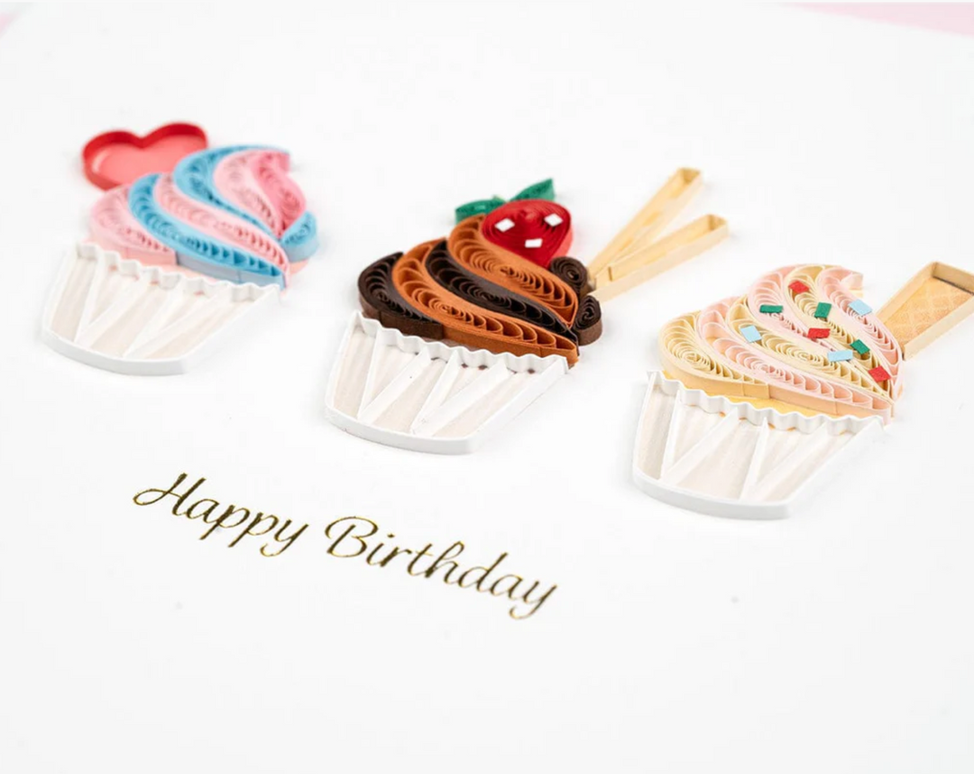 BIRTHDAY GREETING CARD "CUPCAKE TRIO" #74503