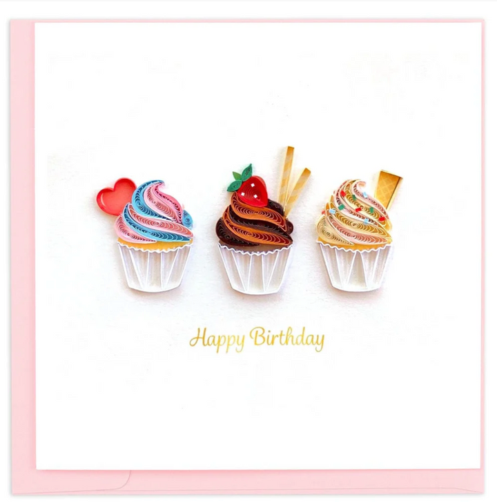 BIRTHDAY GREETING CARD "CUPCAKE TRIO" #74503