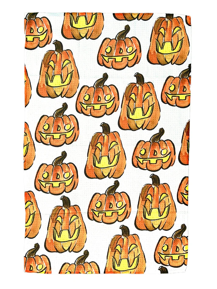 HAND TOWEL PUMPKINS WHITE