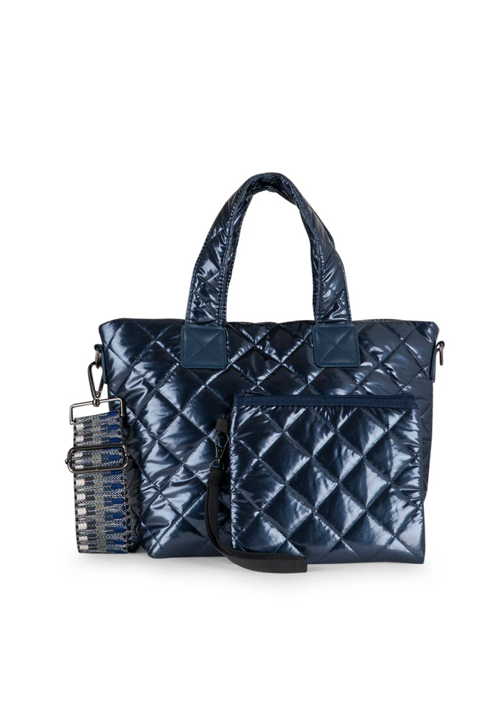TOTE MINI QUILTED NAVY SHINE #74589