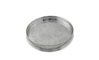 TRAY ROUND GALLERY SILVER