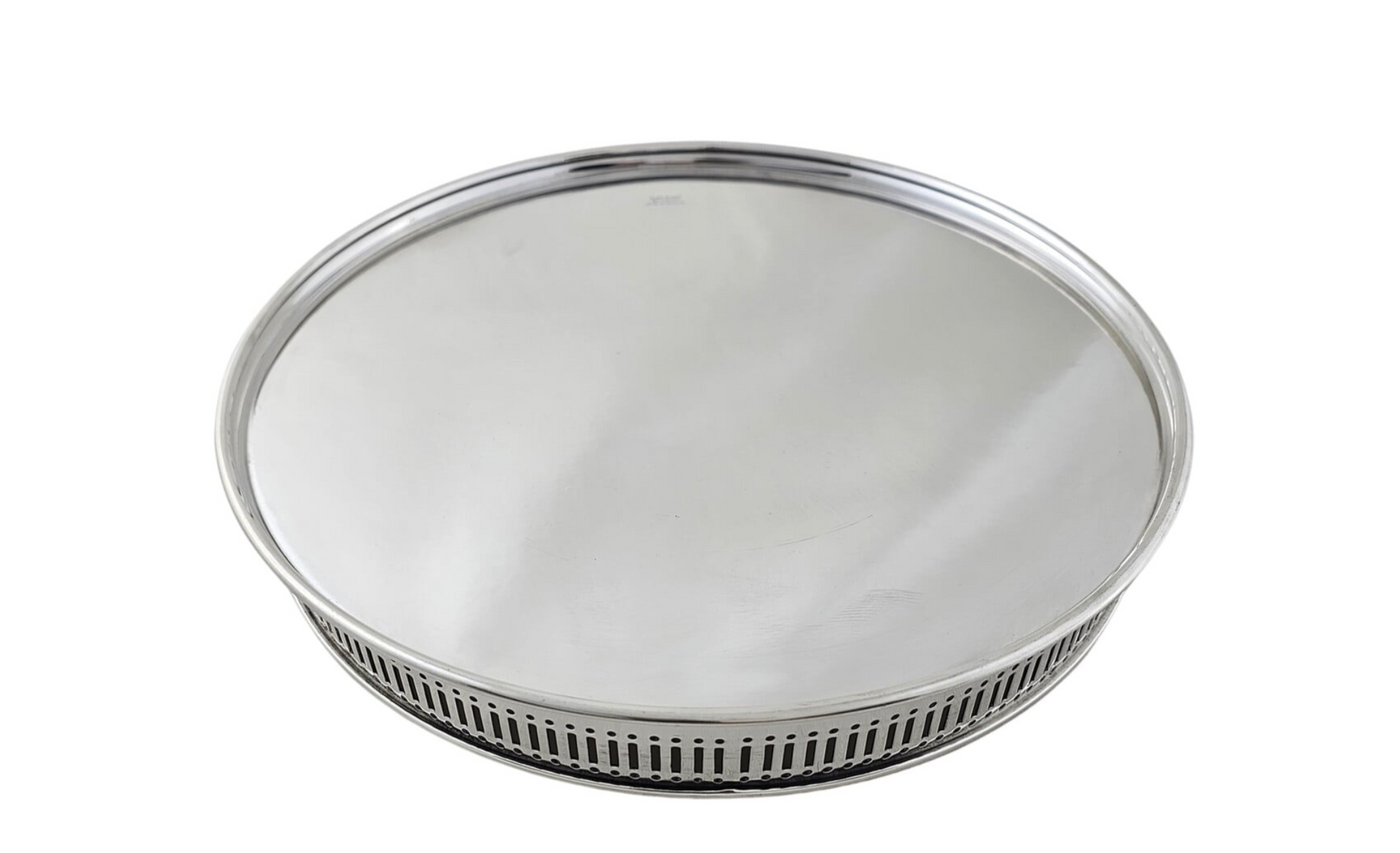 TRAY ROUND GALLERY SILVER