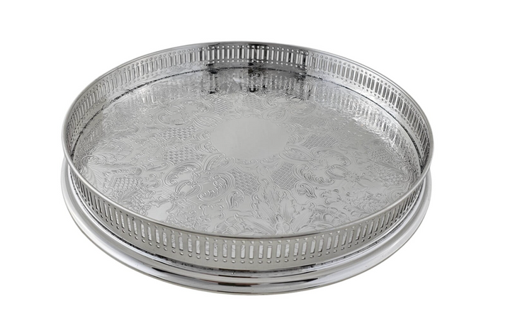 TRAY ROUND GALLERY SILVER #74776