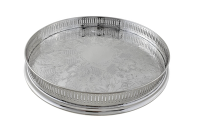 TRAY ROUND GALLERY SILVER