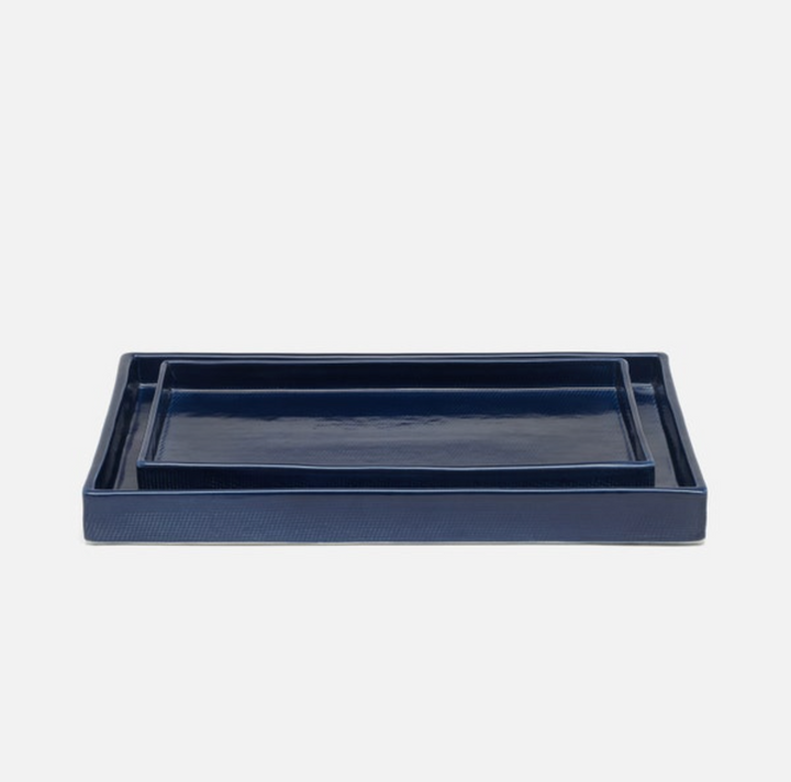 BATH COLLECTION NAVY BURLAP CERAMIC