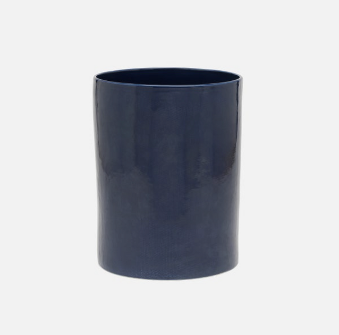 BATH COLLECTION NAVY BURLAP CERAMIC