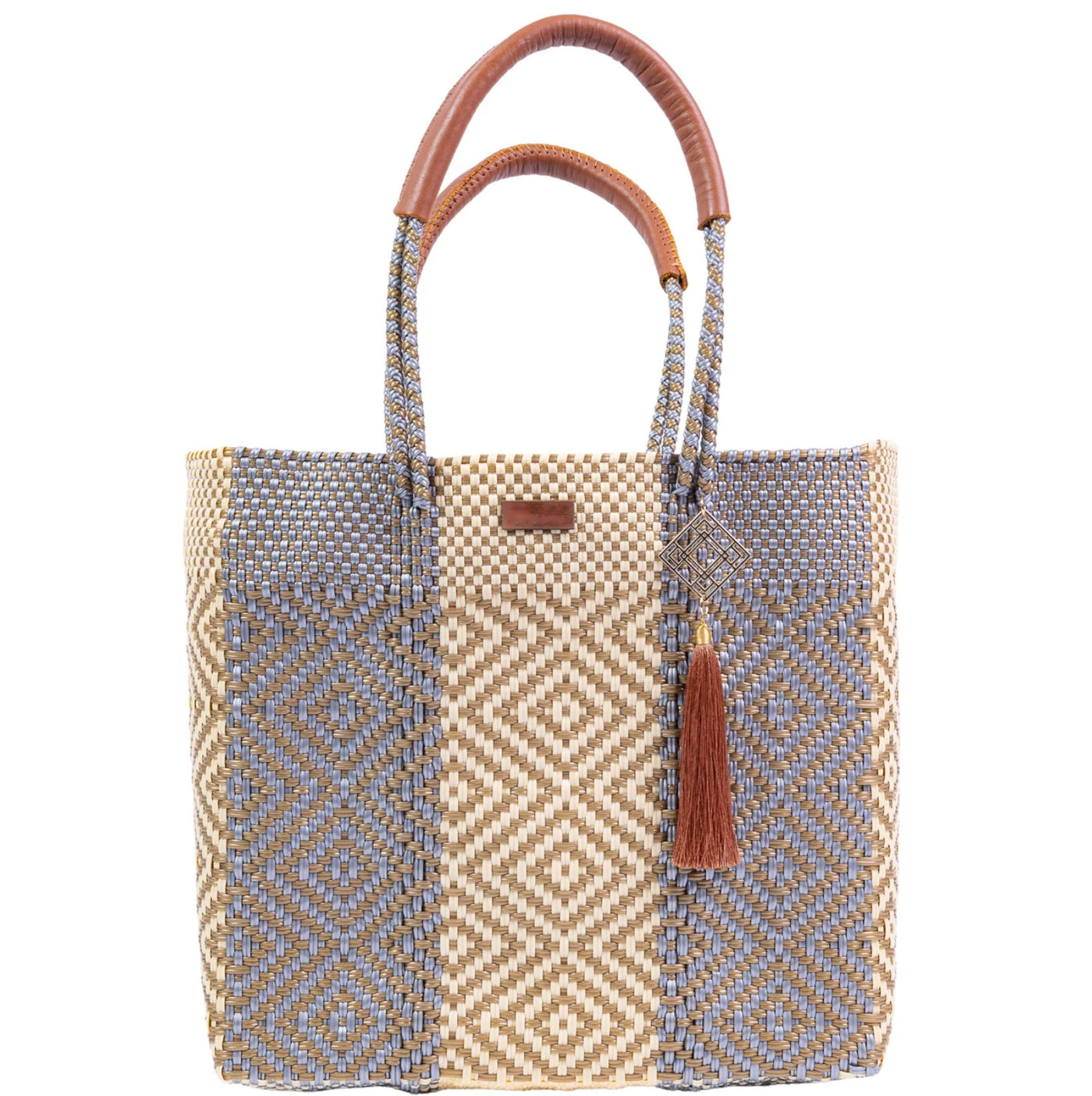 TOTE SHOULDER DIAMOND SILVER & BEIGE GOLD