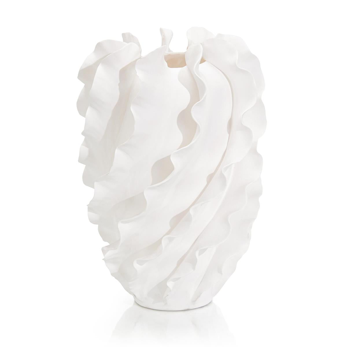 VASE RUFFLE WHITE #74987
